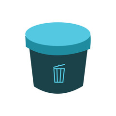 Trash can icon in isometric 3d style on a white background. Trash bin icon Logo Design Element.  Flat design style icon for ui button application. user interface design elements