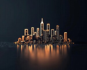 Fototapeta premium Financial bar graphs turning into global city skylines, stock exchange, urban finance