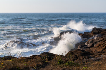 Waves Crashing on Rocks, Boiler Bay State Park, Oregon Coast