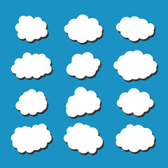 Obraz premium white vector cloud shape set design on blue background 