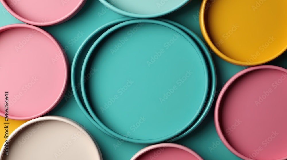 Aufkleber a variety of colorful circular objects arranged aesthetically in a pattern, creating a visually appe