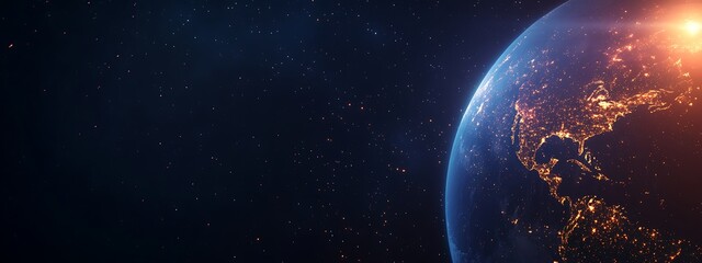 Fototapeta premium Earth from Space with City Lights and Stars