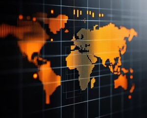 Obraz premium Financial chart transforming into a world map, stock market, global economy