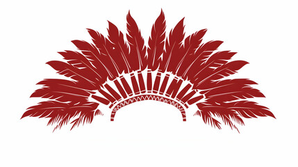 red indian War bonnets  icon vector illustration flat logo design