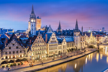 Fototapeta premium Ghent, Belgium Cityscape from the Graslei Area