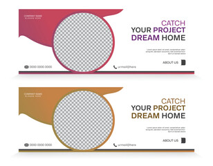 Facebook cover design template in various colors with  a photo place modern layout and vivid shape and text design