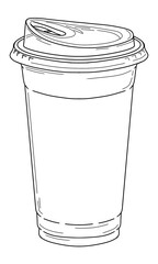 Coffee cup take away, collection of hand drawn doodle line art.