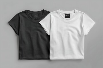 Fototapeta premium Blank black and white t-shirt mockup isolated on white background