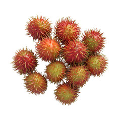 Vibrant tropical rambutan cluster on transparent background
