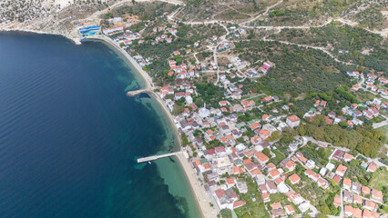 Cinarli Village view from sea in Marmara Island of Turkey. Aerial view of Marmara island Cinarli ,...