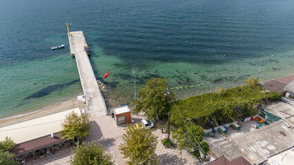 Cinarli Village view from sea in Marmara Island of Turkey. Aerial view of Marmara island Cinarli ,...