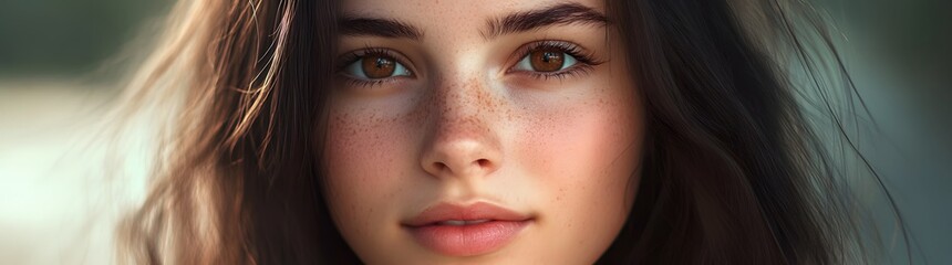 Fototapeta premium Silhouette of serenity. Face of a young beautiful girl with well-groomed skin. Copy space.