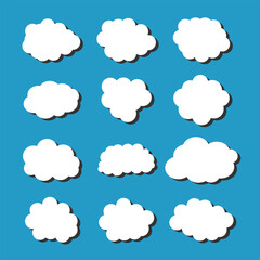 Fototapeta premium white vector cloud shape set design on blue background 