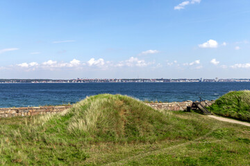 View from Denmark to the sea and Sweden in the distance