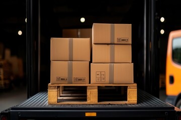 Artistic shot of a delivery truck being loaded with inventory, representing the connection between inventory and logistics management Inventory logistics, Product shipment