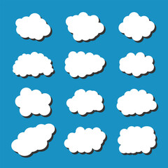 Obraz premium white vector cloud shape set design on blue background 