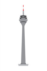 Line illustration of the Rheinturm tower building in the Rheinpark in Düsseldorf, Germany