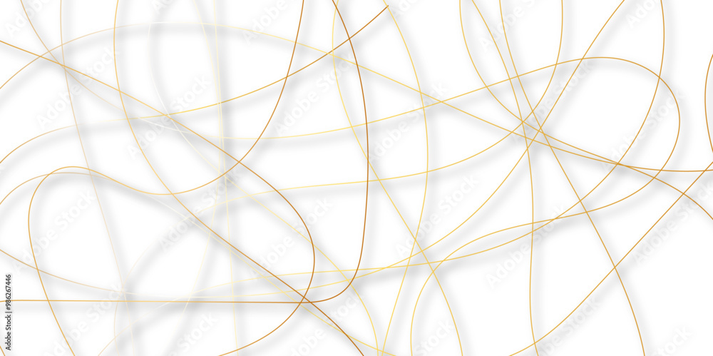 Leinwandbilder White abstract background with golden diagonal lines and shadows. modern random pattern line stroke transparent background. Simple gold scribble line backdrop Minimal style website banner design.	