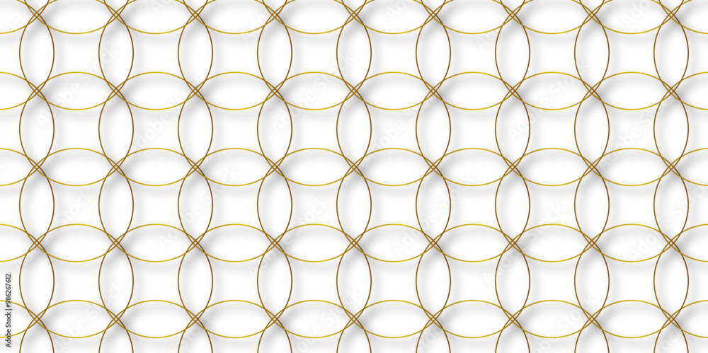 Aufkleber Abstract background golden circle stock line with shadows. abstract artistic geometric background Gold circles abstract seamless vector pattern. Minimal style white website banner, decoration Vector.	
