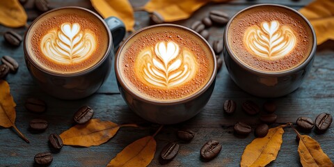 hot coffee with pumpkin spice design for a warm autumn/ winter - ai generated