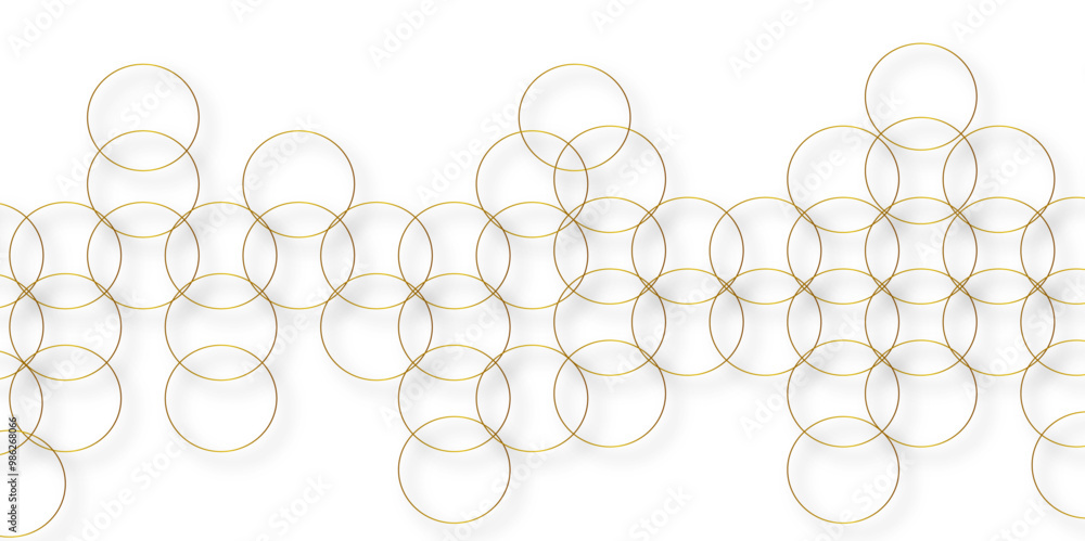 Aufkleber Abstract background golden circle stock line with shadows. abstract artistic geometric background Gold circles abstract seamless vector pattern. Minimal style white website banner, decoration Vector.	