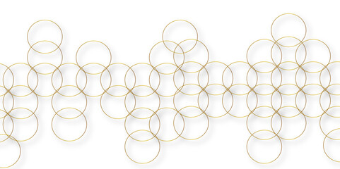 Abstract background golden circle stock line with shadows. abstract artistic geometric background Gold circles abstract seamless vector pattern. Minimal style white website banner, decoration Vector.	
