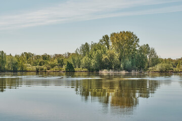Calm flowing river in countryside.