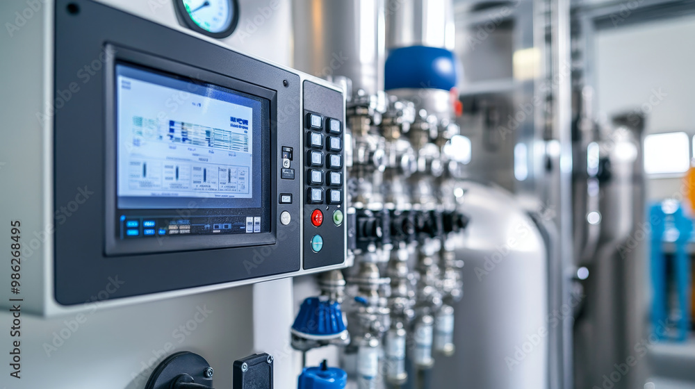 Poster high tech control cabinet in an industrial setting, showcasing advanced technology and precision eng