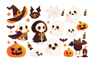 Halloween clipart,Halloween Elements, a collection of Halloween symbols including ghosts, bats, pumpkins