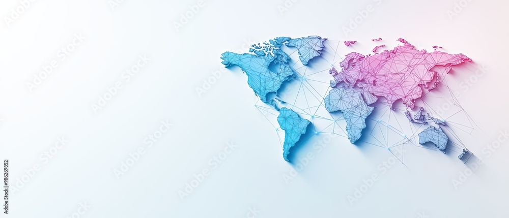 Aufkleber stylized world map with gradient colors on a white background, symbolizing global connections and di
