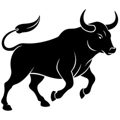 Angry Bull Silhouette Vector illustration 