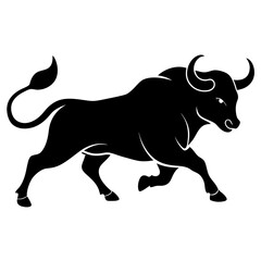 Angry Bull Silhouette Vector illustration 