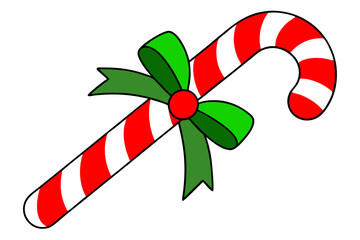  Christmas candy cane with red ribbon simple vector