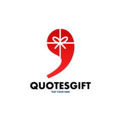 Quotes gift vector logo template. This design use quotation mark symbil. Suitable for gift.