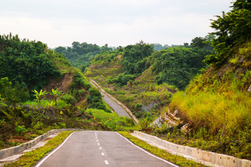 Mountain road at Khagrachari in Chattogram province, Bangladesh.