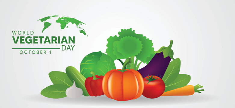 world vegetarian day October 1 vector poster - Powered by Adobe