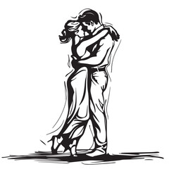 Tango Dance Dancing Couple Man And Woman Vector image isolated on transparent background