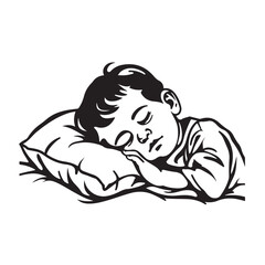 Sleeping Child Stock Illustrations isolated on Transparent Background.