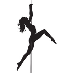 Pole dance young woman silhouette Stock Vector  isolated on transparent background