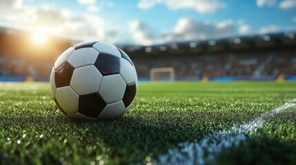 football on football field background.