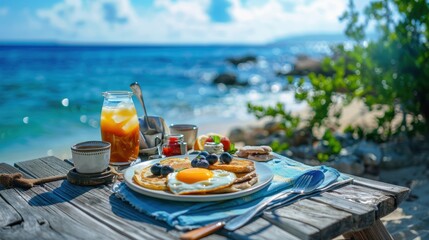 Pancake in plate with blueberry fruit