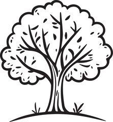 Obraz premium Tree coloring pages, Tree outline silhouette vector, Oak tree coloring page 