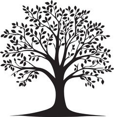 Obraz premium Tree coloring pages, Tree outline silhouette vector, Oak tree coloring page 