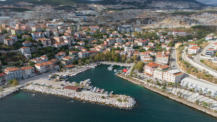 Obraz premium Saraylar Village view from sea in Marmara Island of Turkey.