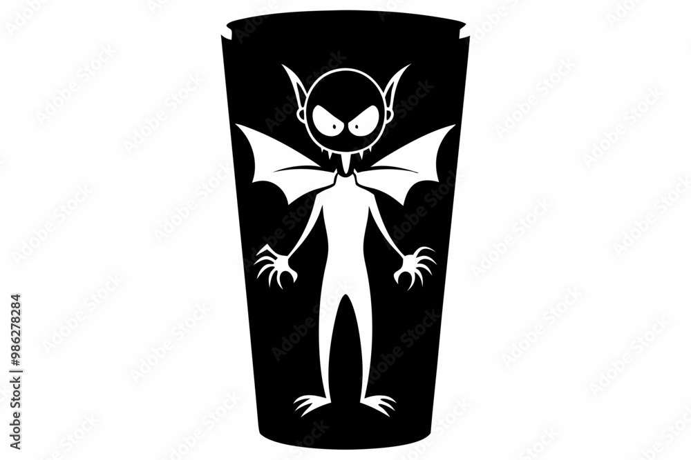 Wall mural Halloween Black and White Vampire Tumbler Wrap - Spooky Silhouette Design.