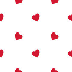 Small red cute and trend hearts on white background seamless pattern for Valentine's Day. Red hearts seamless girlish background. Suitble for prints, wrapping and backgrounds	
