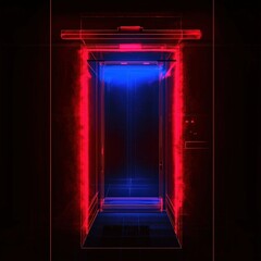 Neon glow elevator door