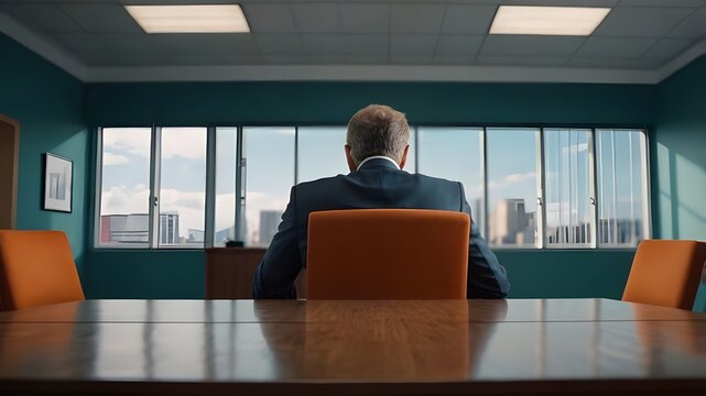 Troubled businessman seated in an office 