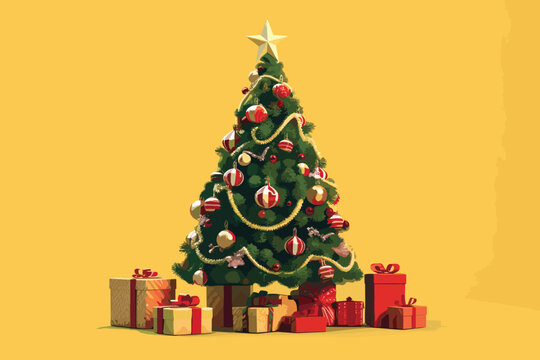 Modern symbolic Christmas tree, 3d render vector and illustration  
