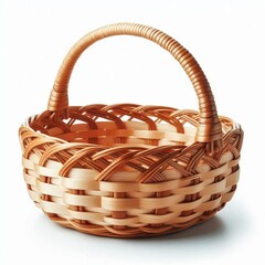 Empty new wooden wicker basket isolated on white backgrounds